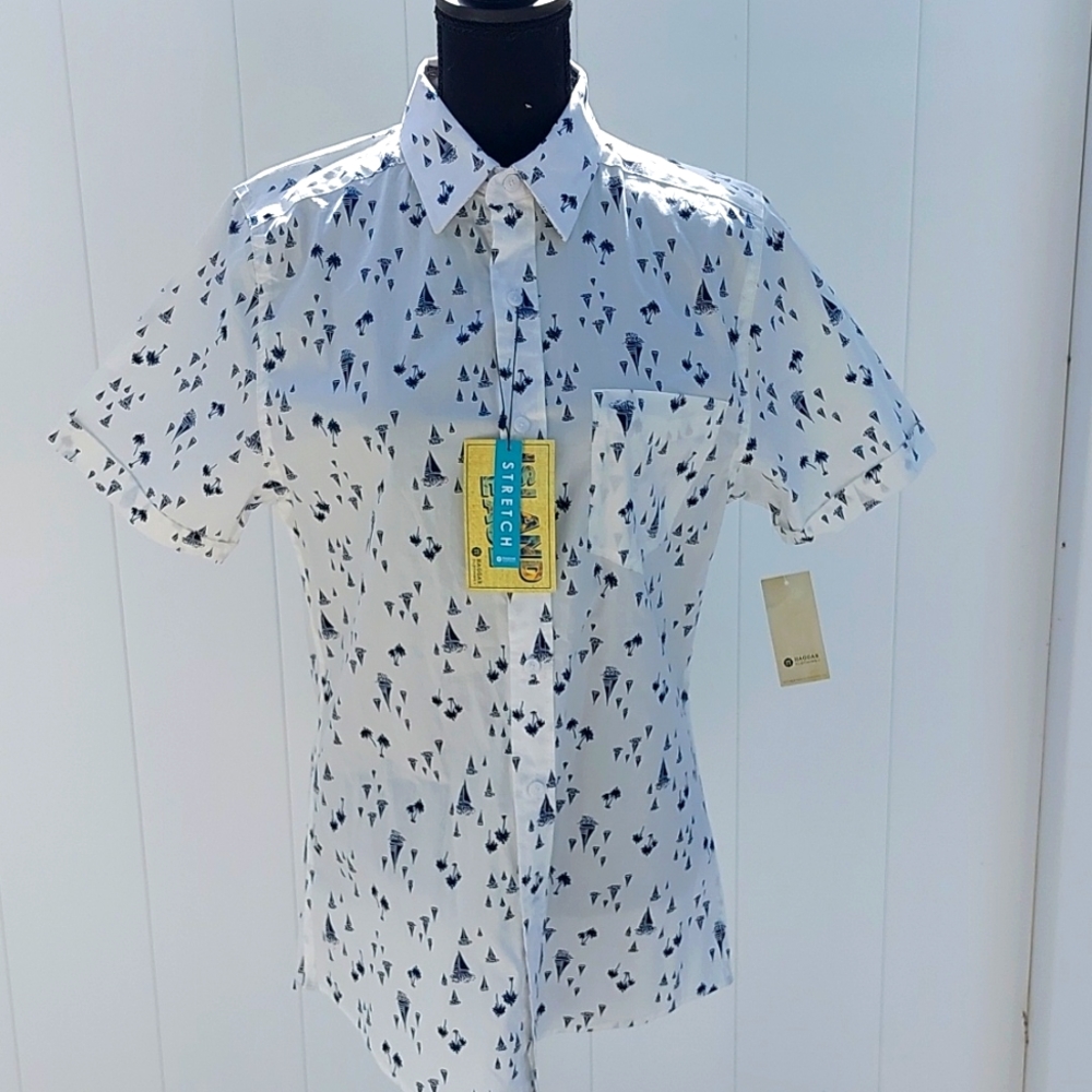 NWT Men's Small Haggar Stretch Coastal Button Down Shirt
